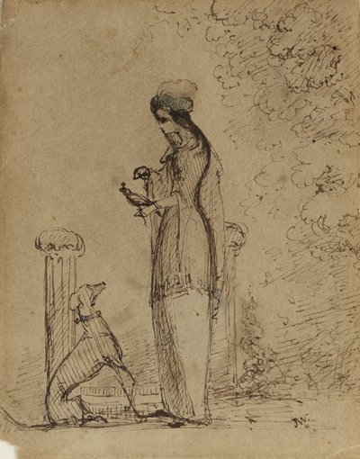 A Woman with a Dog and Bird, c.1850-51 by James Abbott McNeill Whistler